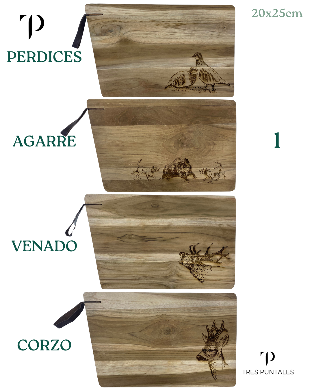 Tabla Corte/Presentación Exótica Asa Cuero - 40 x 25 cm