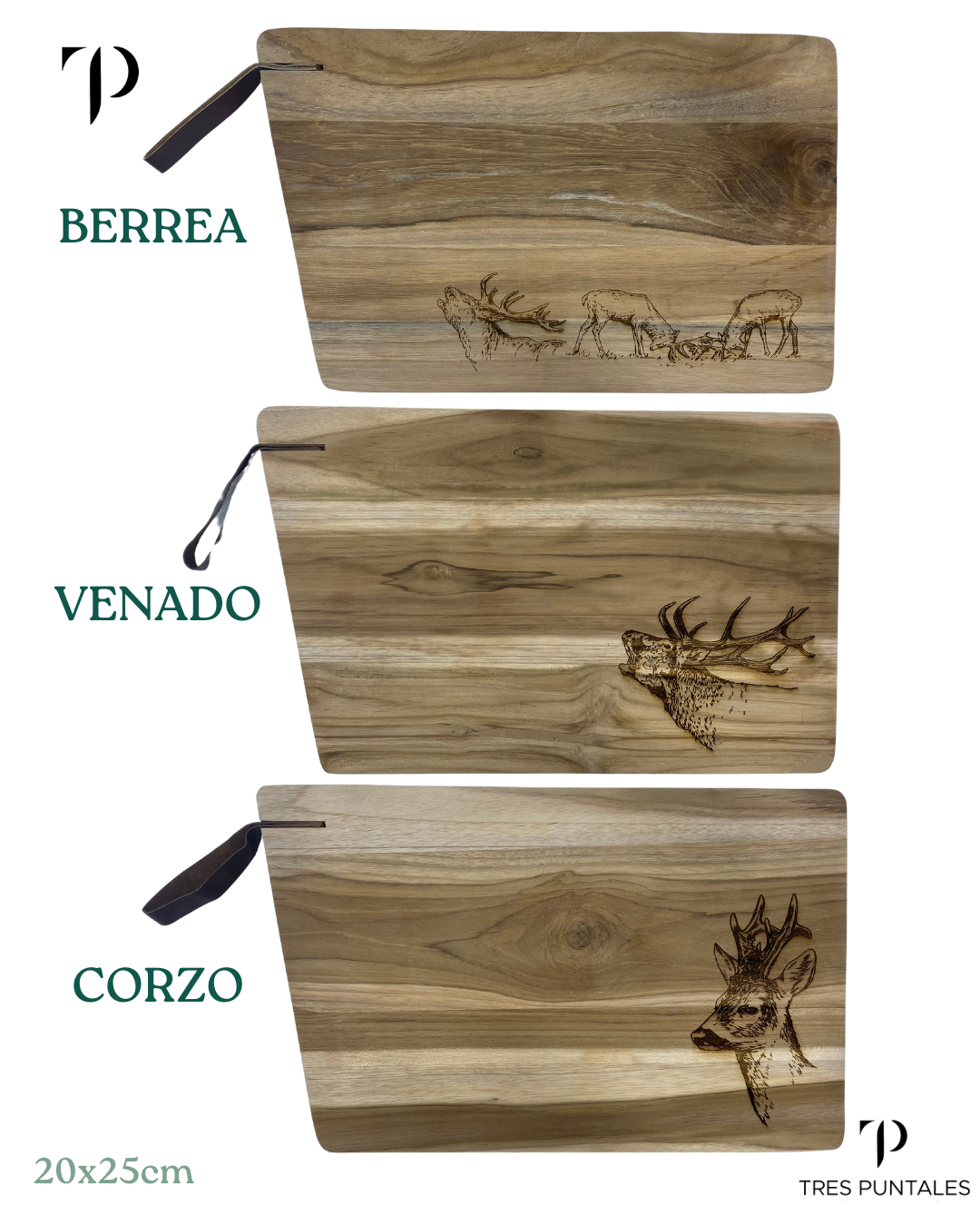 Tabla Corte/Presentación Exótica Asa Cuero - 40 x 25 cm