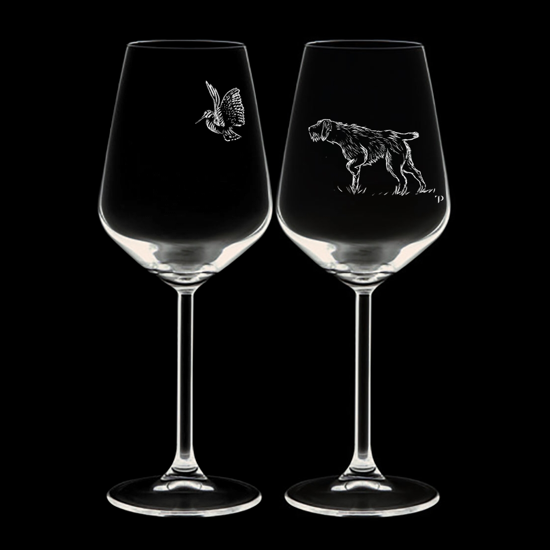 Drathaar y Becada - Copa de vidrio