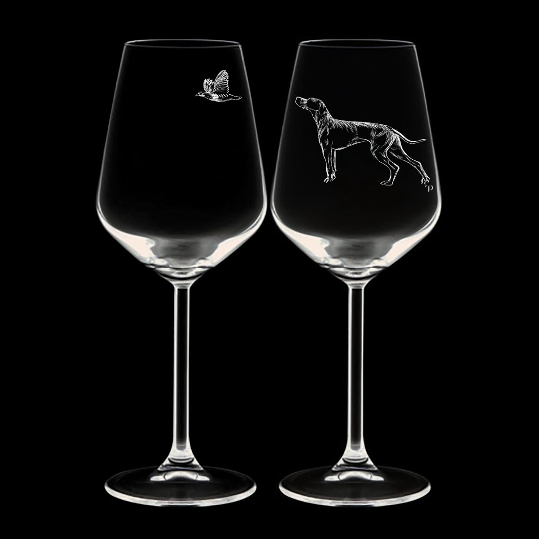 Pointer y Perdiz - Copa de vidrio