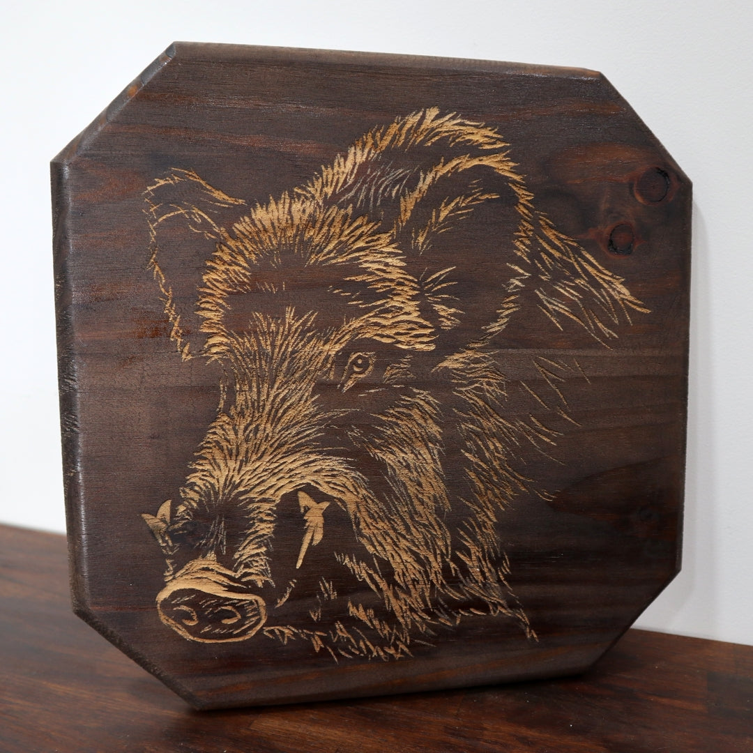 Jabalí - Cuadro madera - 30x30cm