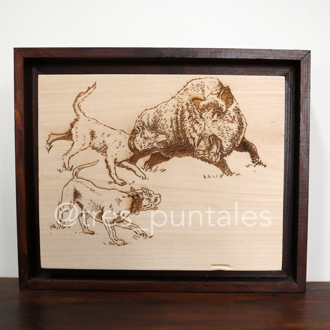 Agarre de jabalí - Cuadro con marco - 30x25cm