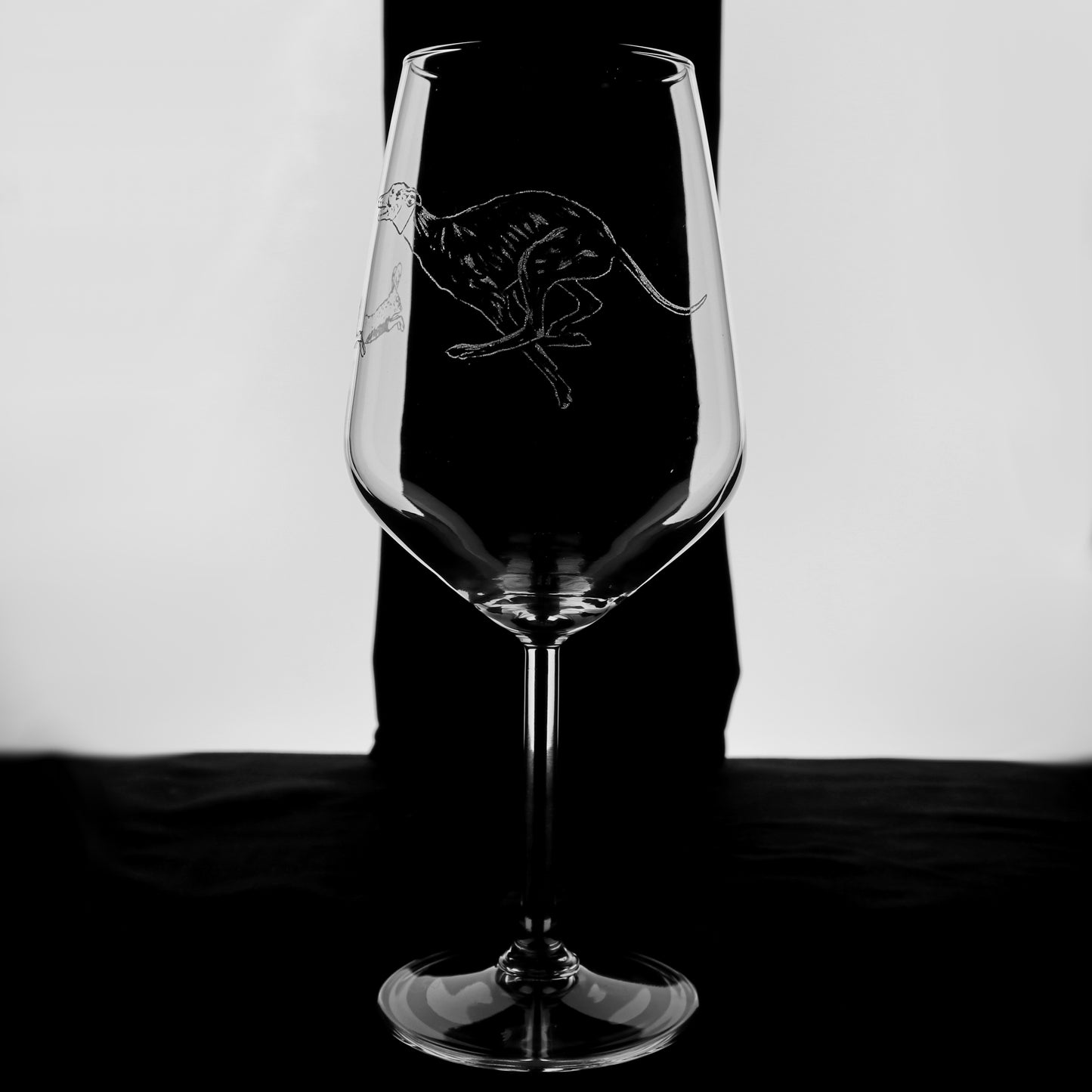 GALGO Y LIEBRE - Copa Vino Caza y + grabados en vidrio