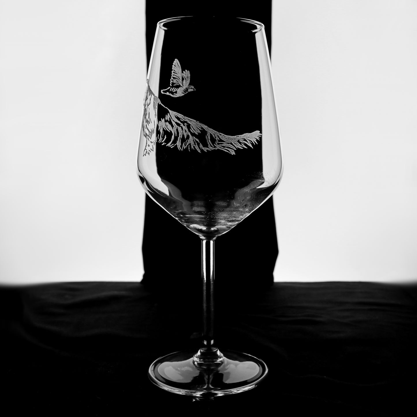 SETTER Y PERDIZ - Copa Vino Caza y + grabados en vidrio