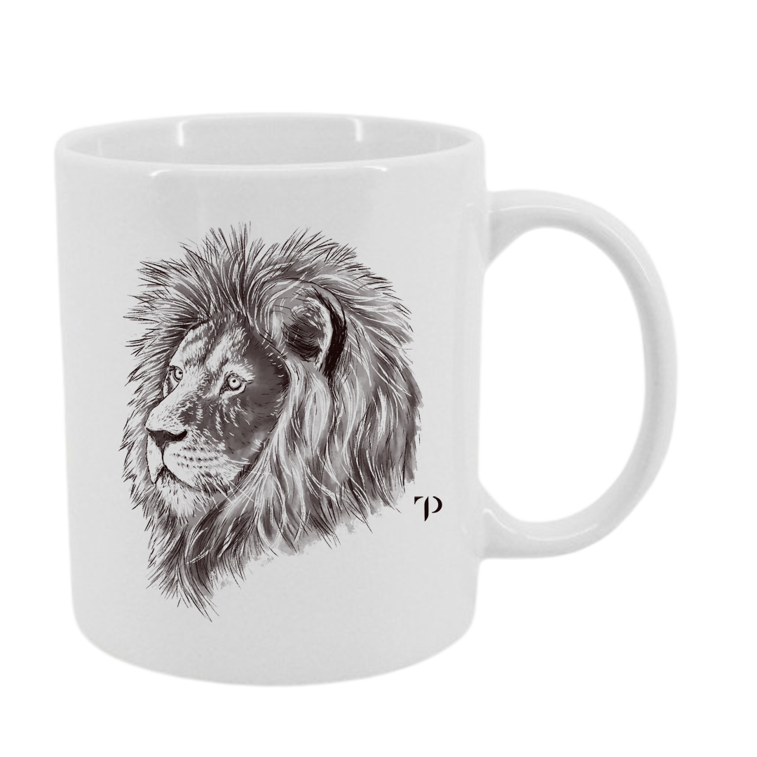 León B/N - Taza