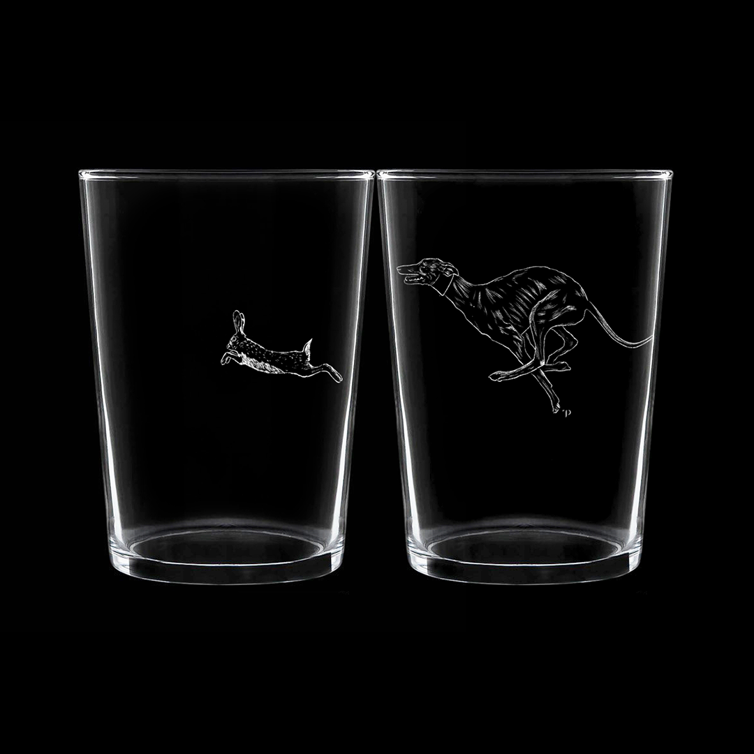 Galgo y Liebre - Vaso ancho de vidrio