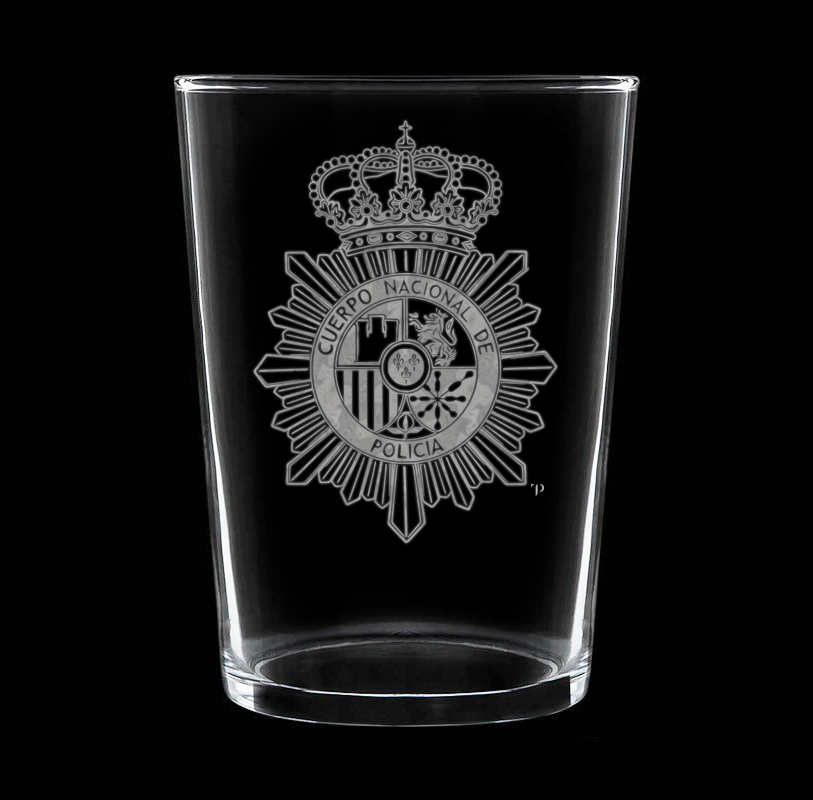 Escudo Policía Nacional - Vaso ancho de vidrio