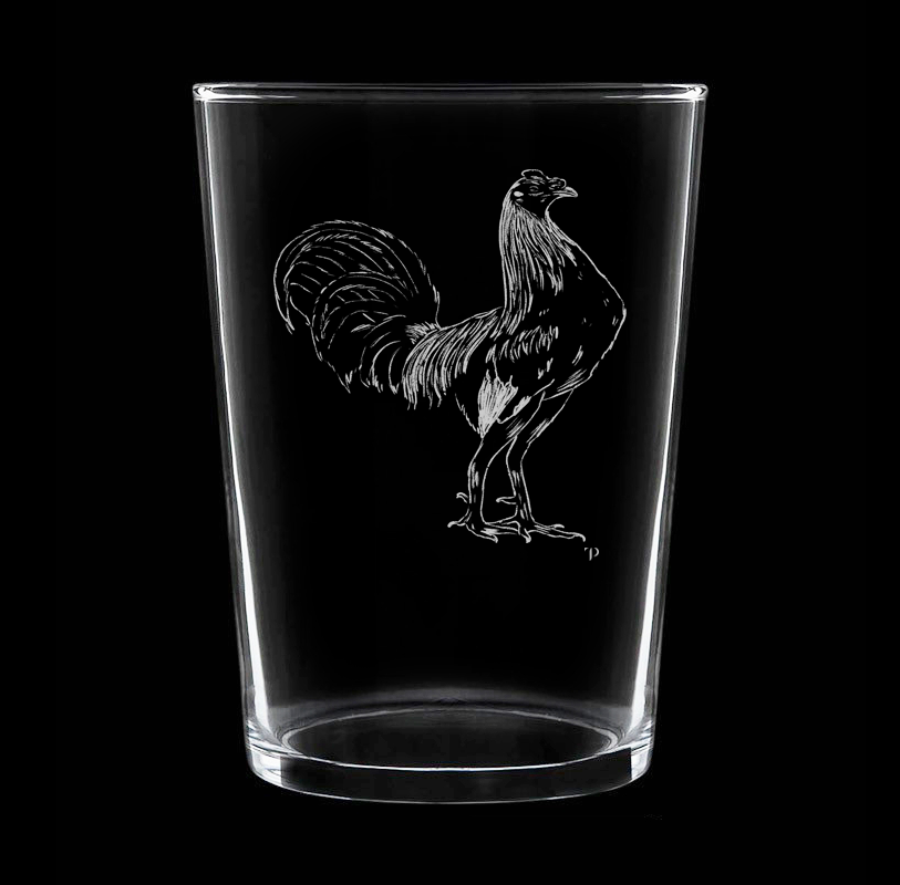 Gallo - Vaso ancho de vidrio