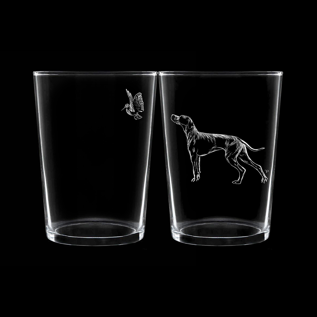 Pointer y Becada - Vaso ancho de vidrio