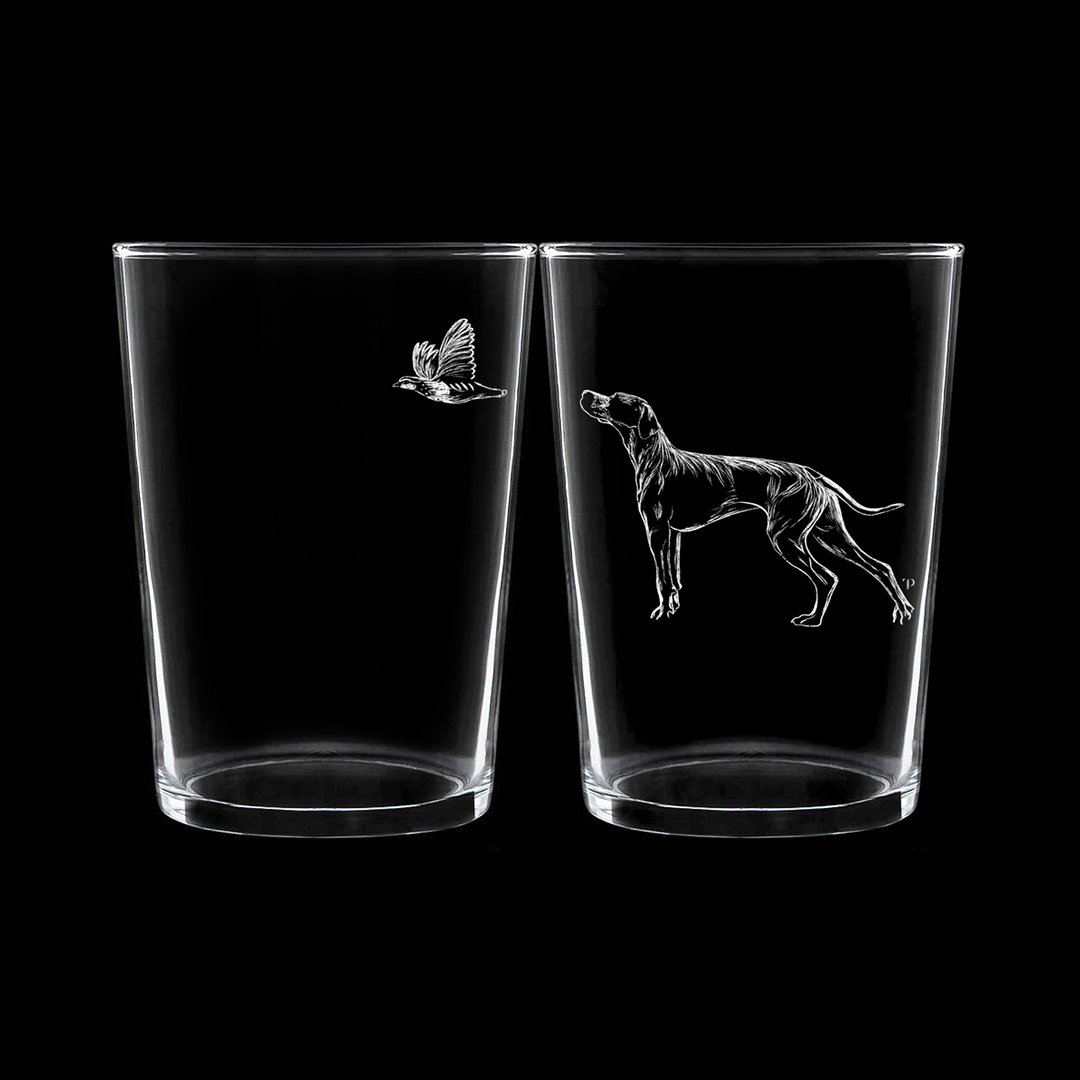 Pointer y Perdiz - Vaso ancho de vidrio