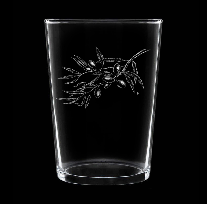 Rama de Olivo - Vaso ancho de vidrio