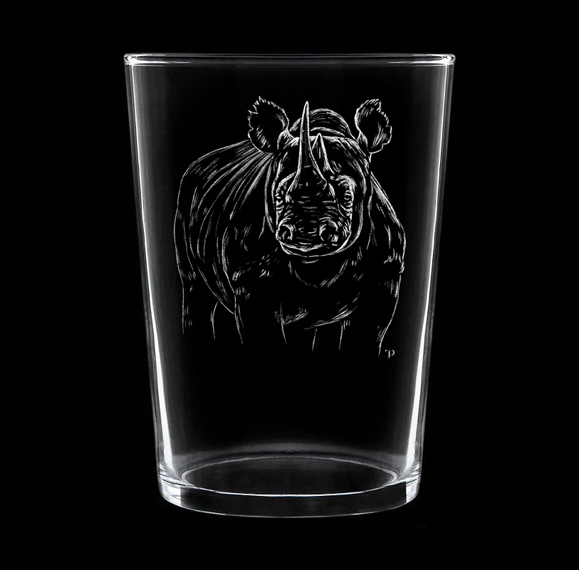 Rinoceronte - Vaso ancho de vidrio