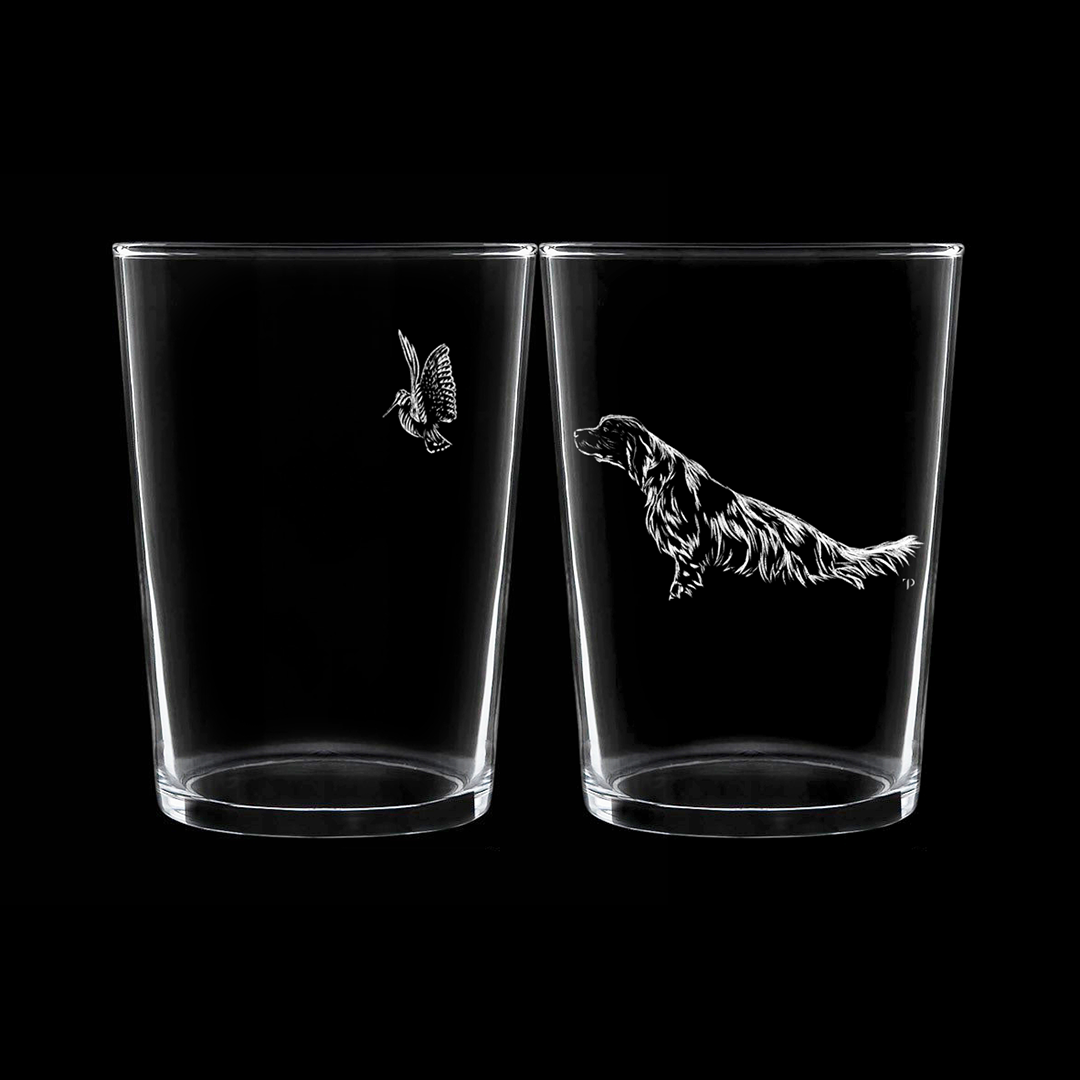 Setter y Becada - Vaso ancho de vidrio