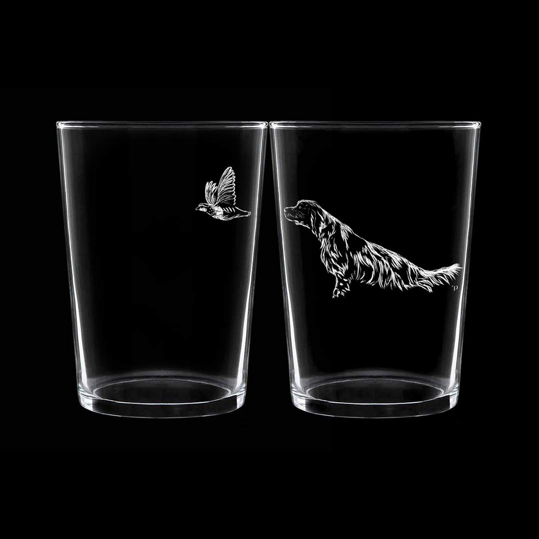 Setter y Perdiz - Vaso ancho de vidrio