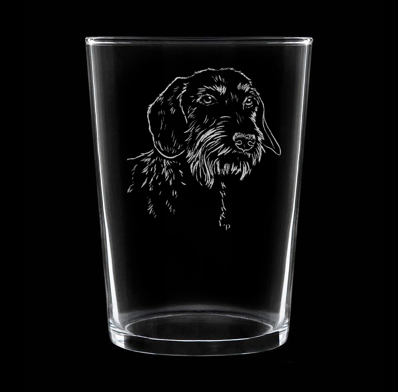 Teckel Pelo Duro - Vaso ancho de vidrio