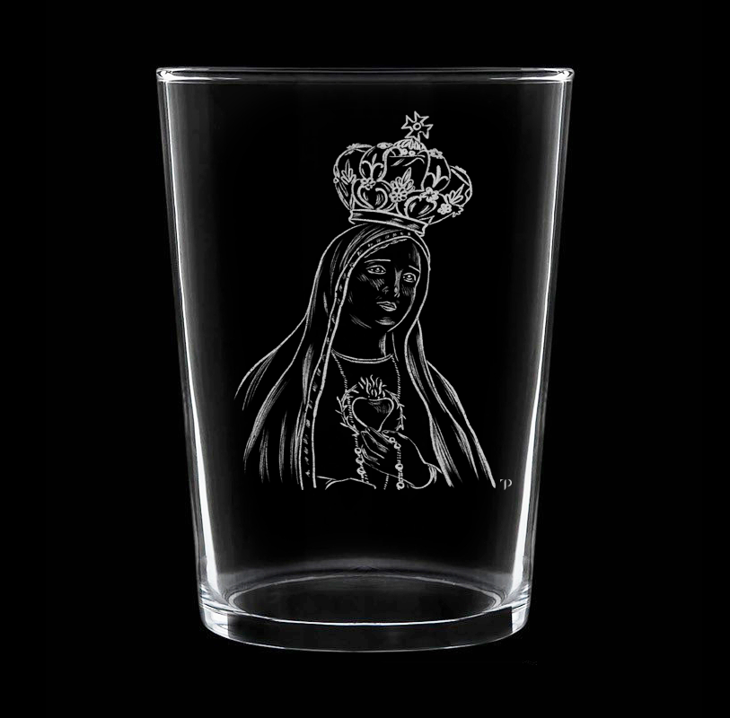 Virgen de Fátima - Vaso ancho de vidrio
