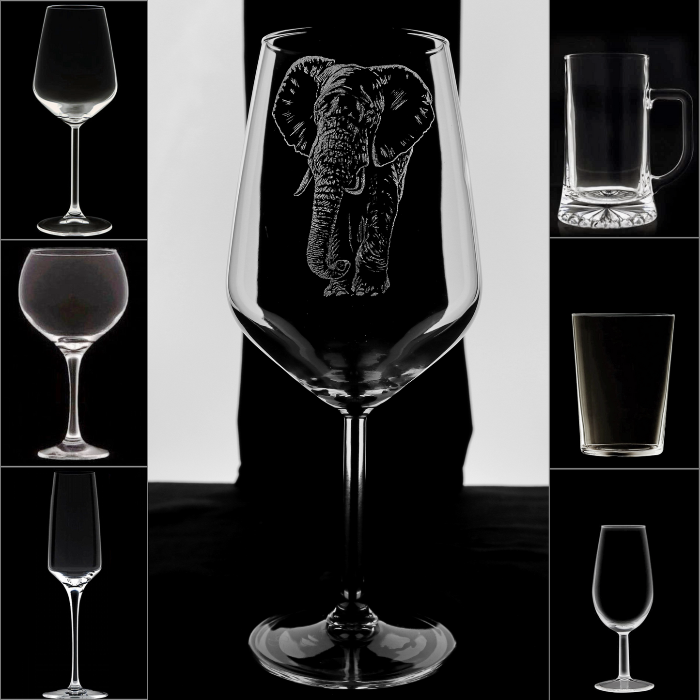 ELEFANTE- Copa Vino África y + Grabados en Vidrio