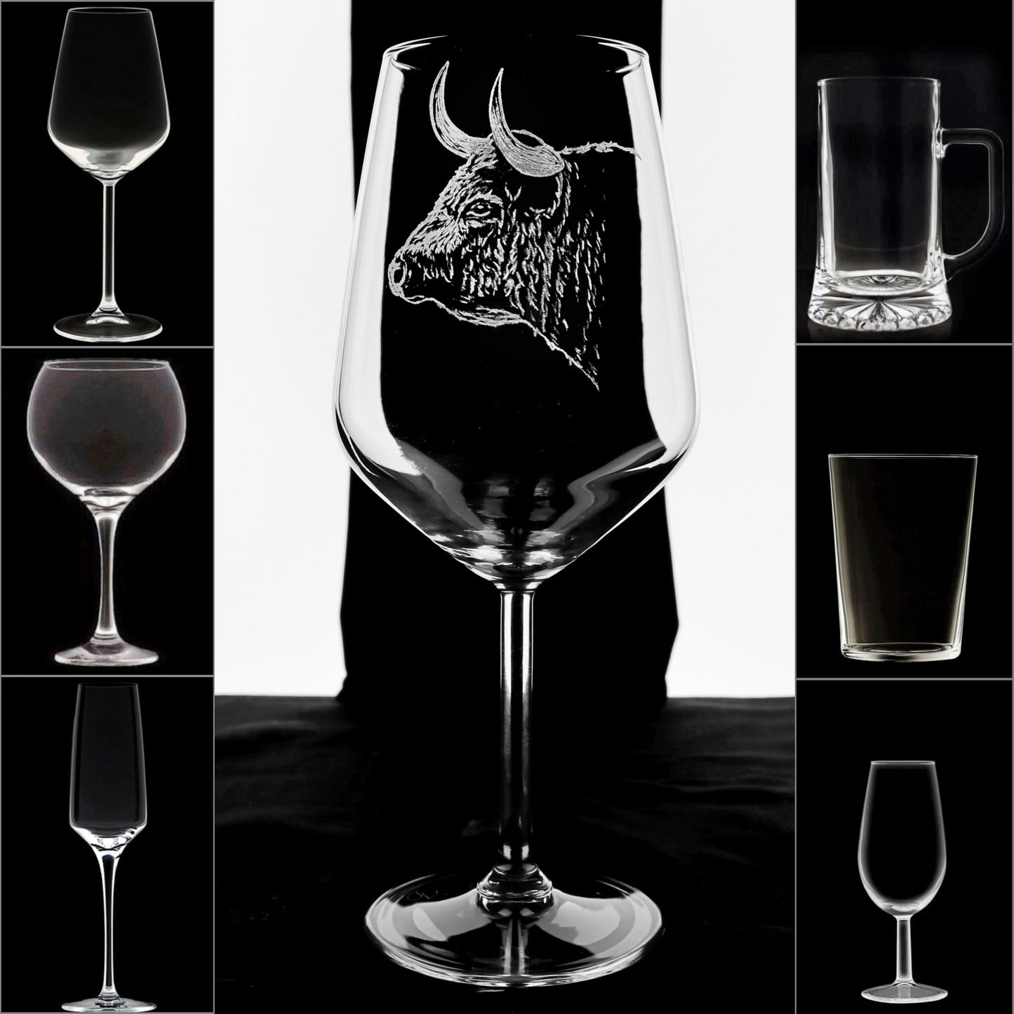 TORO 1 - Copa Vino Taurina y + Grabados en Vidrio