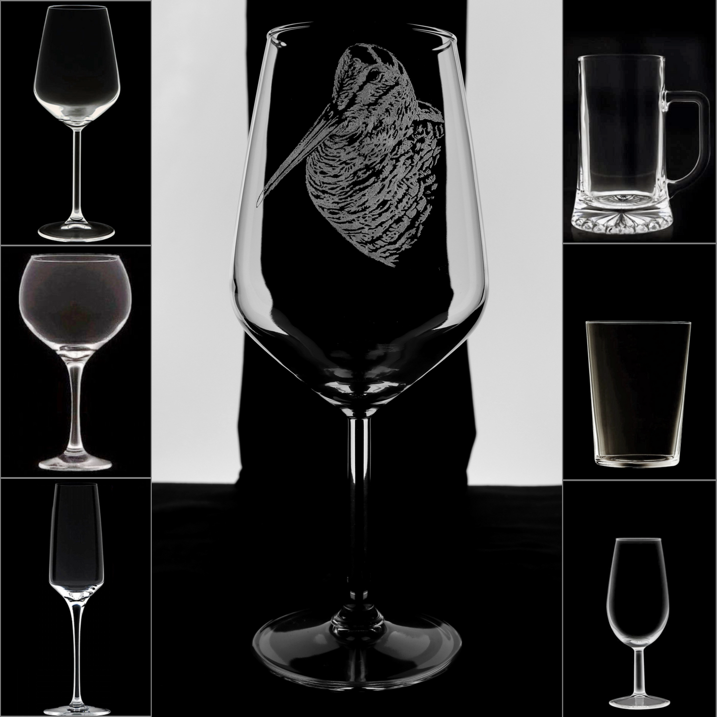 Becada 2 - Copa Vino Caza y + Grabados en Vidrio