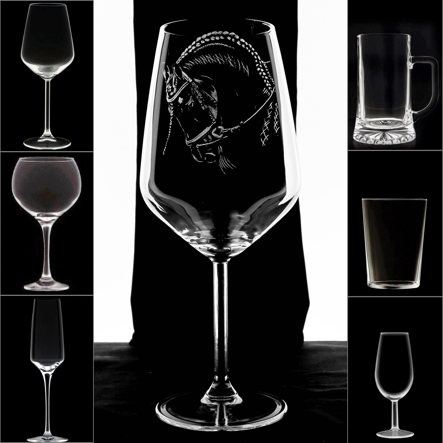 CABALLO 1 - Copa Vino Caza y + Grabados en Vidrio