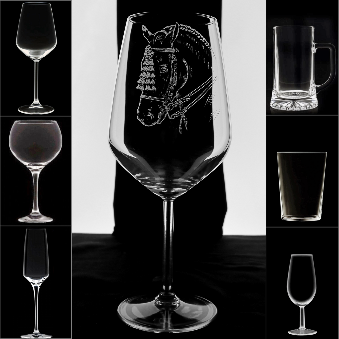 CABALLO 2 - Copa Vino Caza y + Grabados en Vidrio