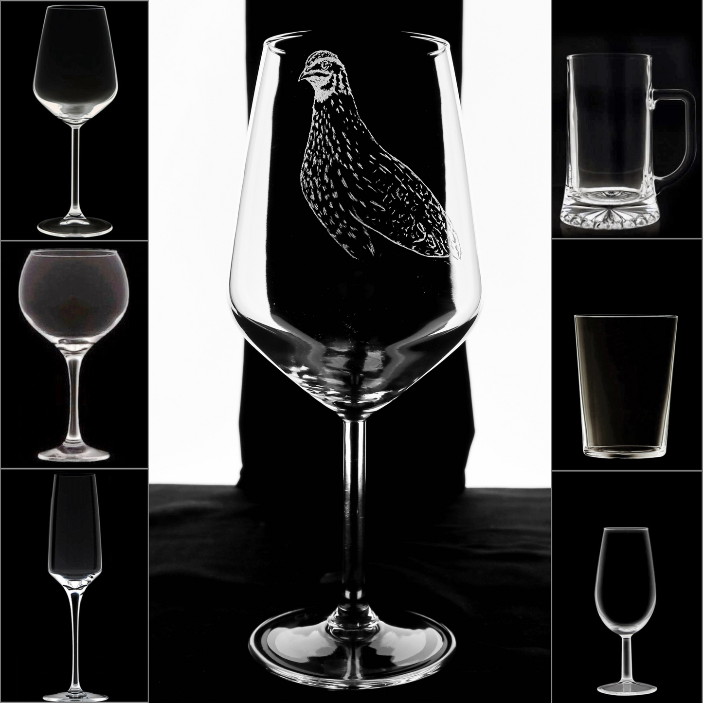 CODORNIZ - Copa Vino Caza y + Grabados en Vidrio