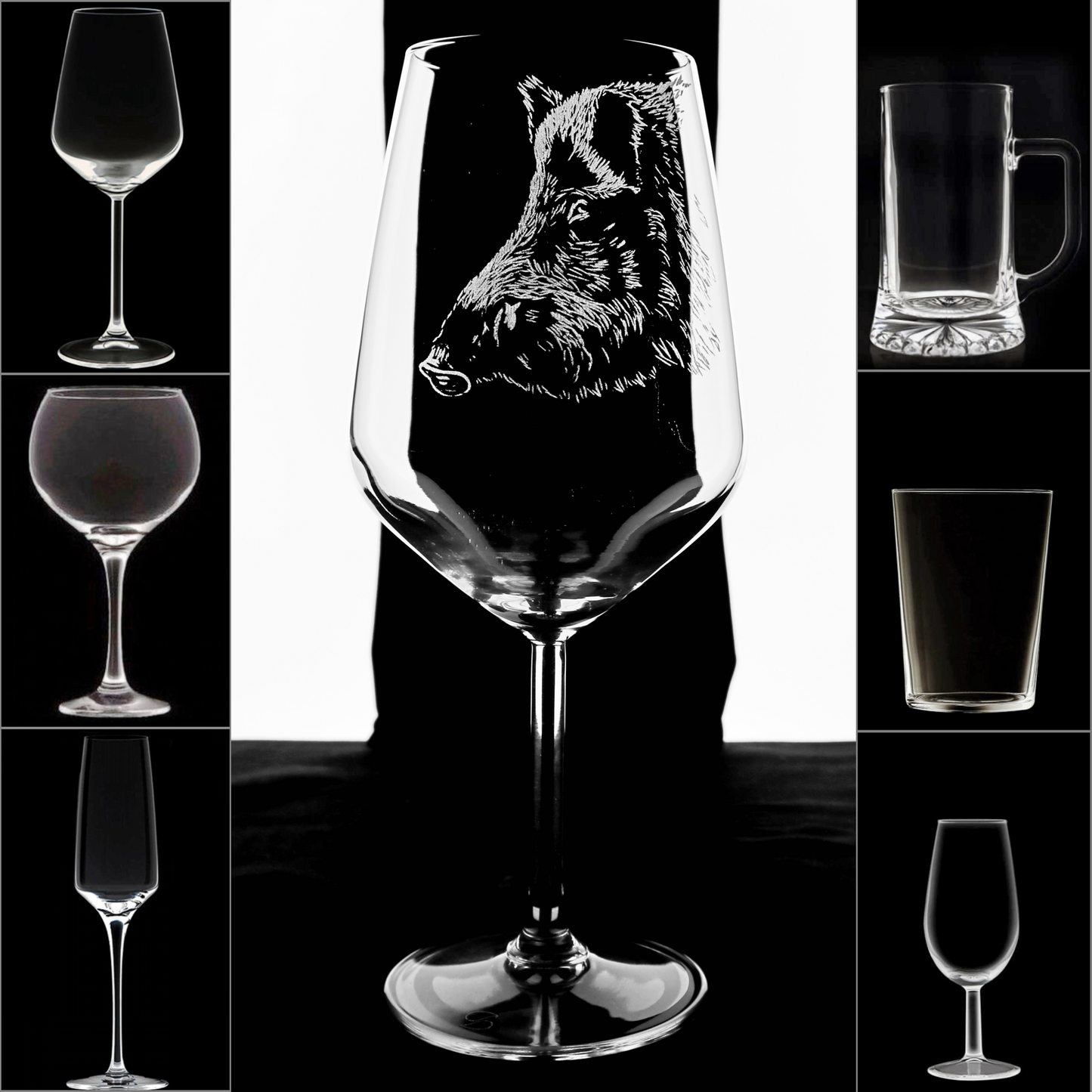 JABALÍ 2 - Copa Vino Caza y + Grabados en Vidrio
