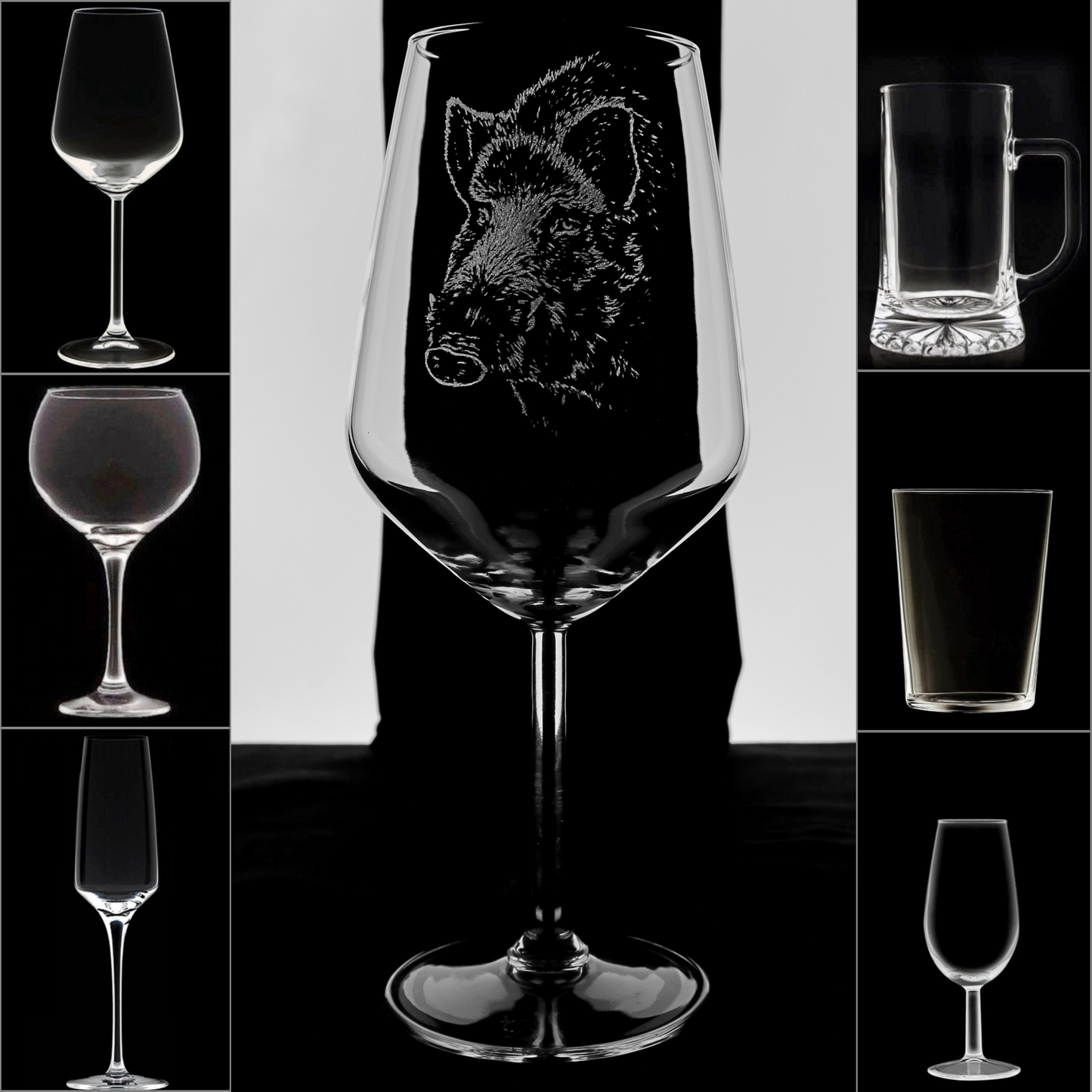 JABALÍ 4 - Copa Vino Caza y + Grabados en Vidrio