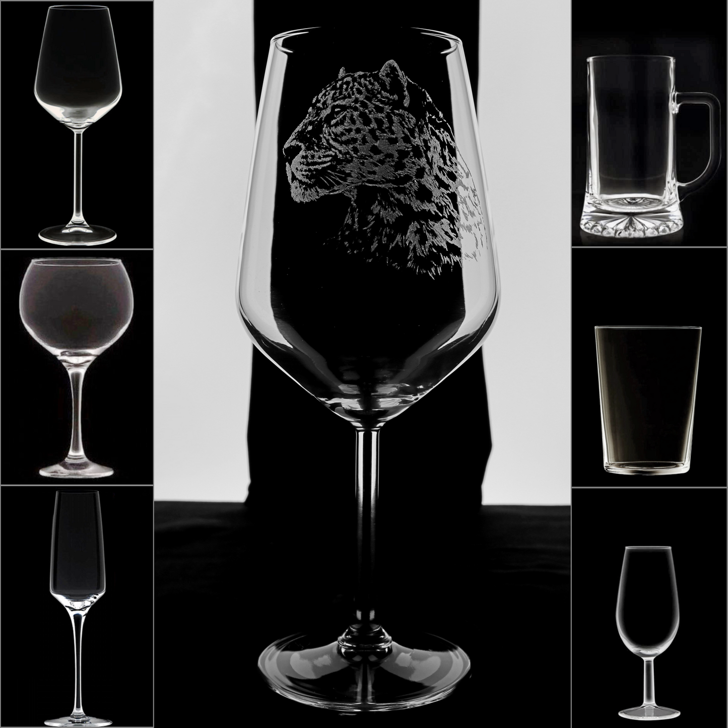 LEOPARDO Copa Vino África y + Grabados en Vidrio