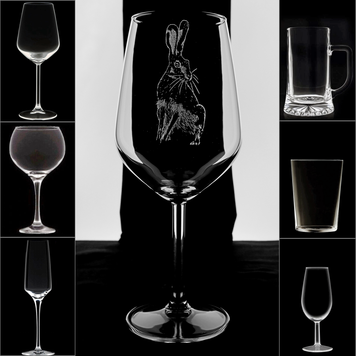 Liebre 1 - Copa Vino Caza y + Grabados en Vidrio