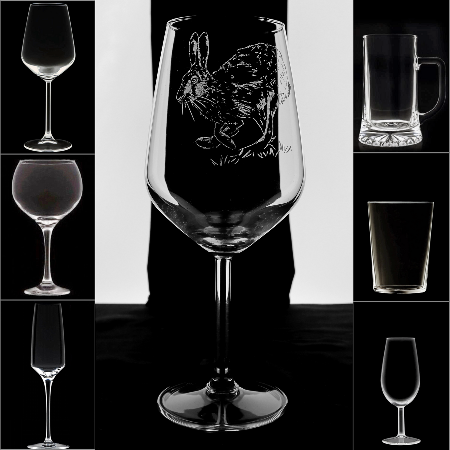 Liebre 2 - Copa Vino Caza y + Grabados en Vidrio