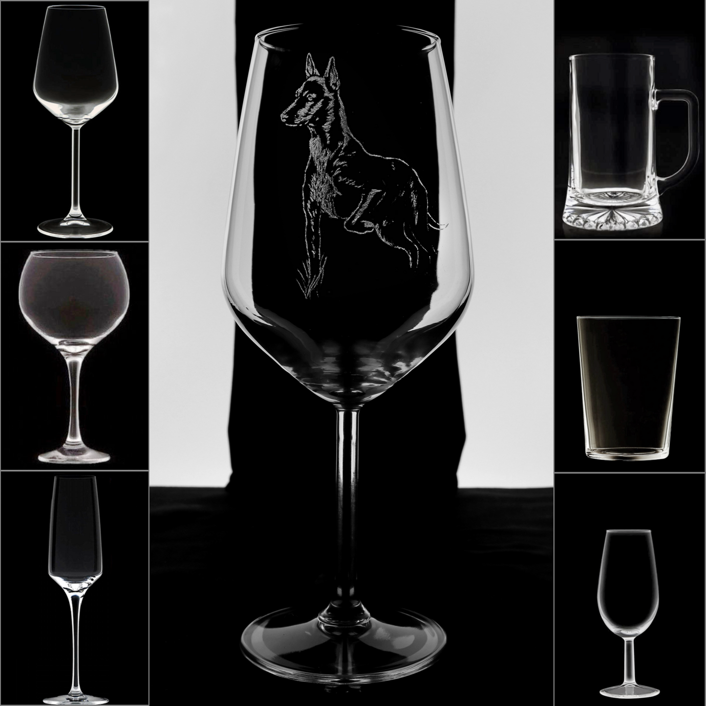 Podenco - Copa Vino Caza y + Grabados en Vidrio