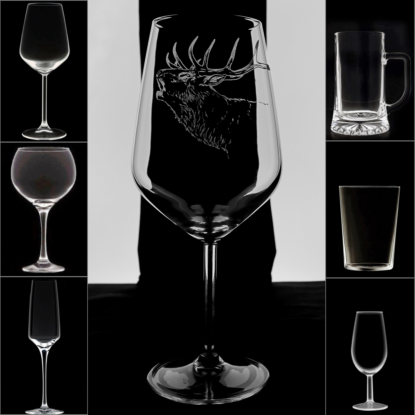 Venado 1 - Copa Vino Caza y + Grabados en Vidrio - Ciervo