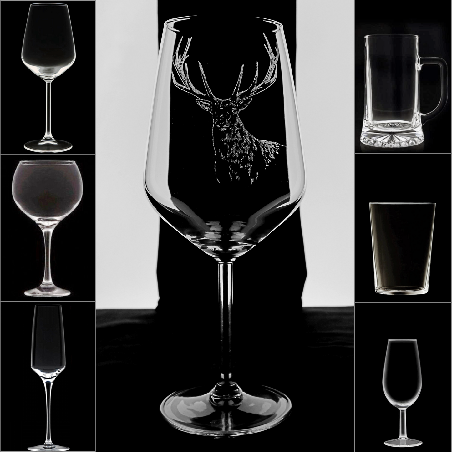 Venado 2 - Copa Vino Caza y + Grabados en Vidrio - Ciervo