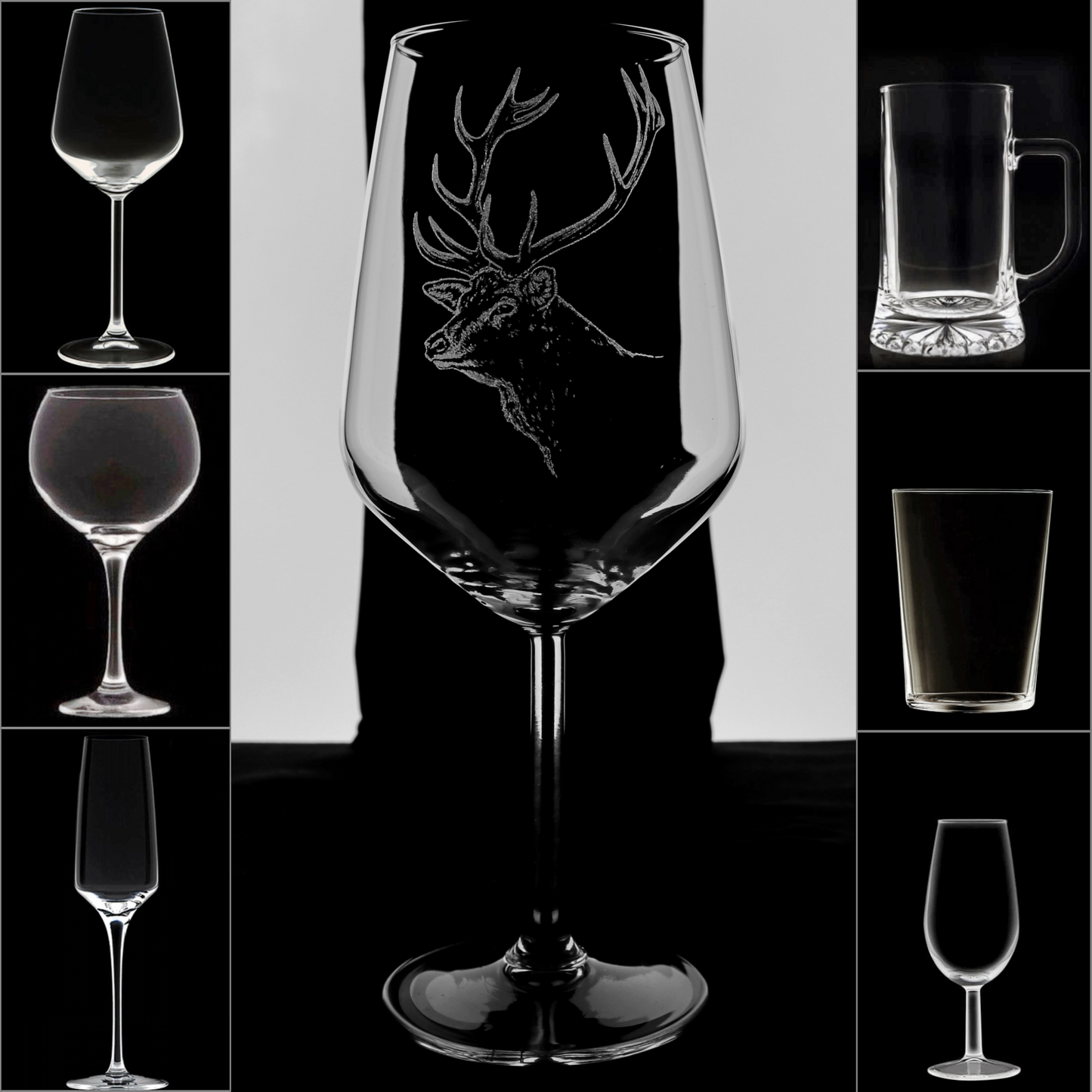 Venado 3 - Copa Vino Caza y + Grabados en Vidrio - Ciervo