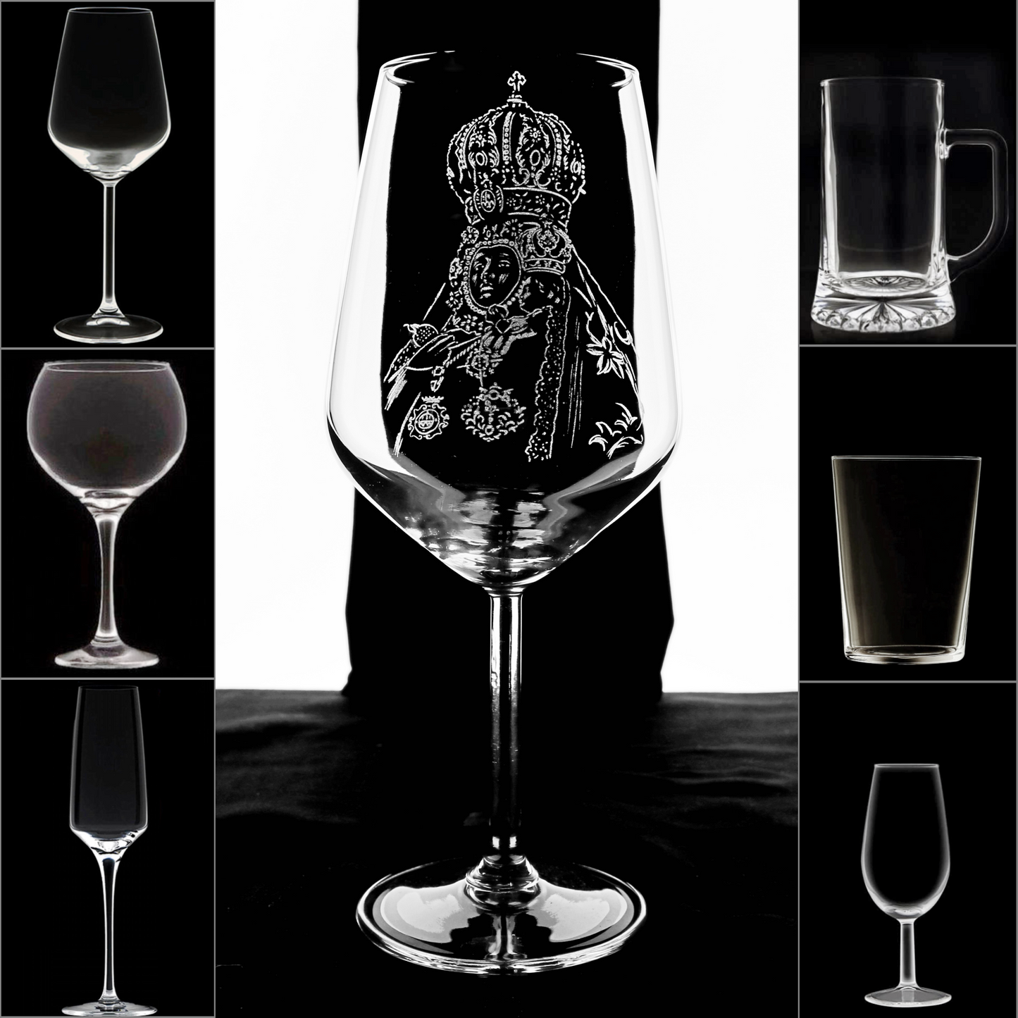 VIRGEN DE LA CABEZA - Copa Vino Religiosa y + Grabados en Vidrio