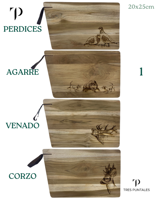 Tabla Corte/Presentación Exótica Asa Cuero  - 40 x 25 cm