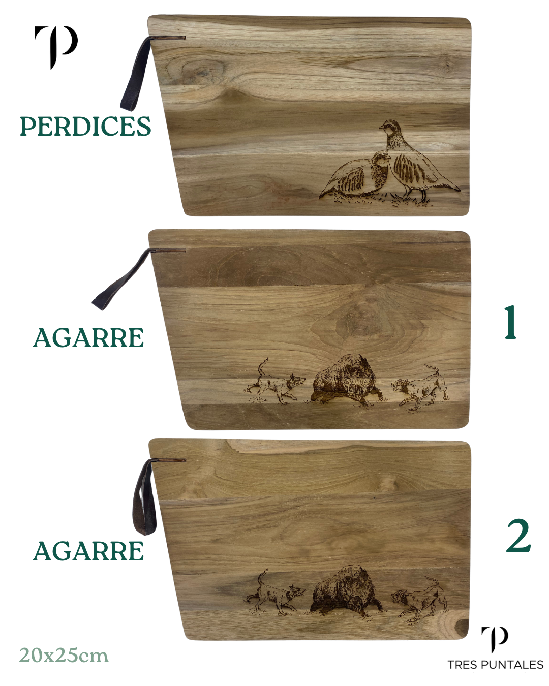 Tabla Corte/Presentación Exótica Asa Cuero  - 40 x 25 cm