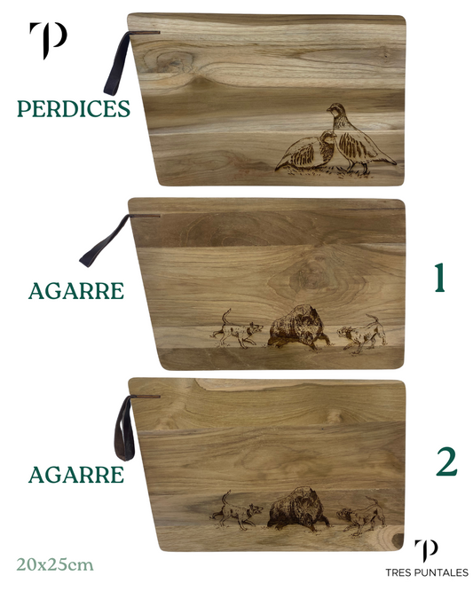 Tabla Corte/Presentación Exótica Asa Cuero  - 40 x 25 cm