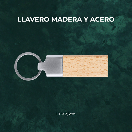 Llavero acero y madera para personalizar