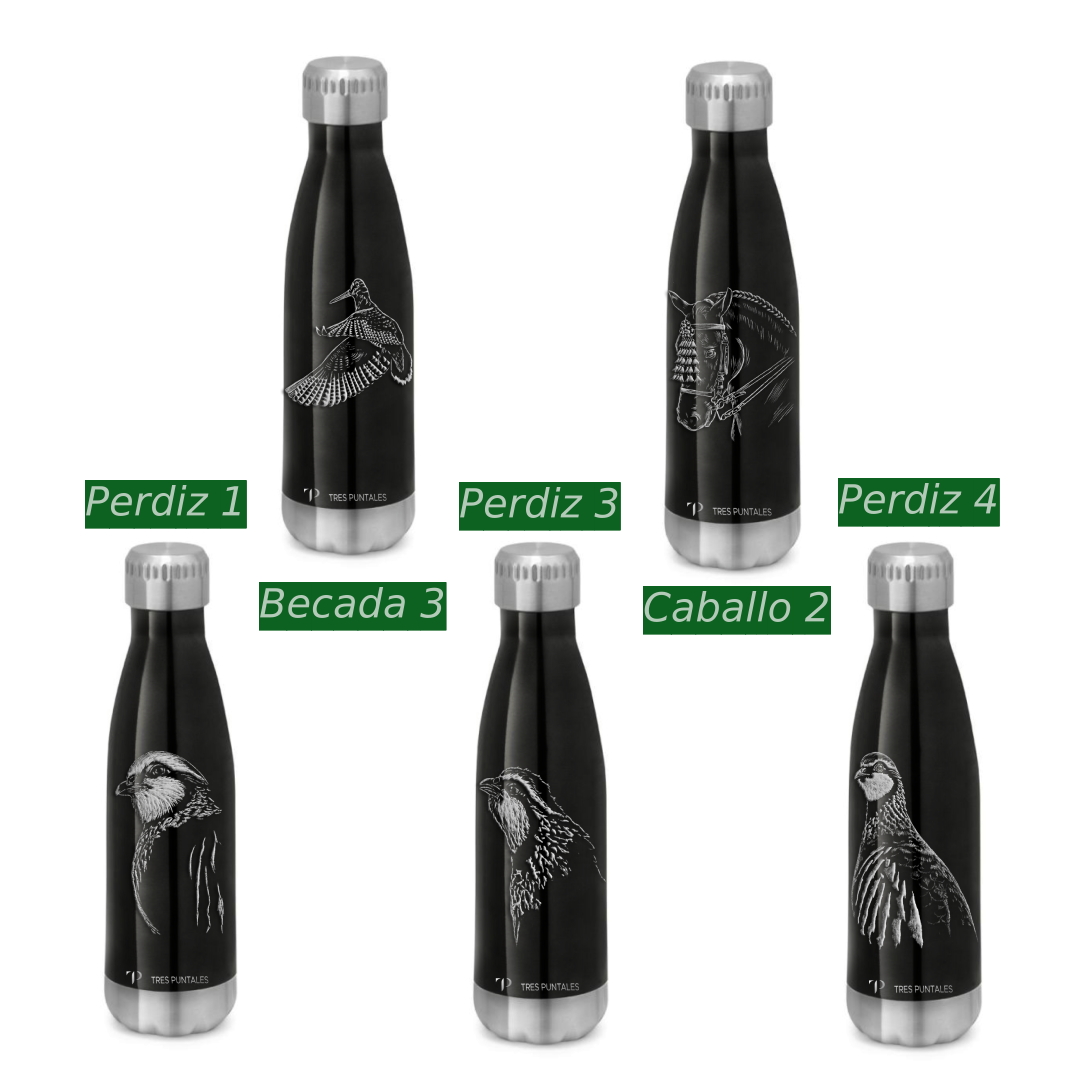 BOTELLA/TERMO +  TAZA + CAJA MADERA (diseños a elegir)