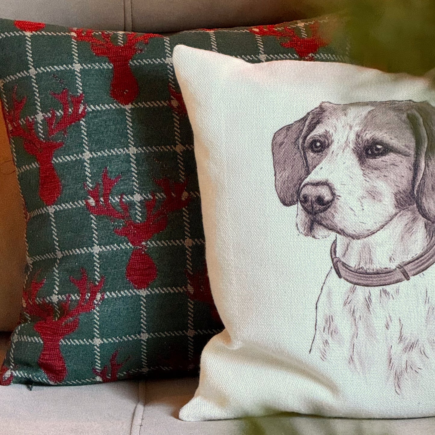 Ciervos Navidad - Funda de cojín