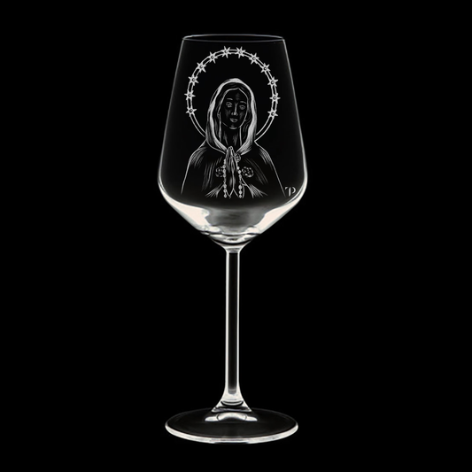 Virgen Rosa Mística - Copa de vidrio