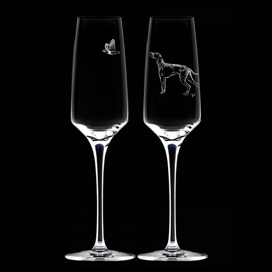 Pointer y Perdiz - Copa de vidrio
