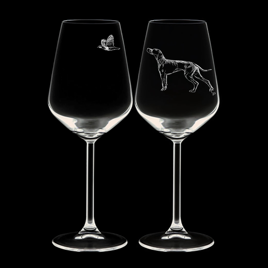 Pointer y Perdiz - Copa de vidrio