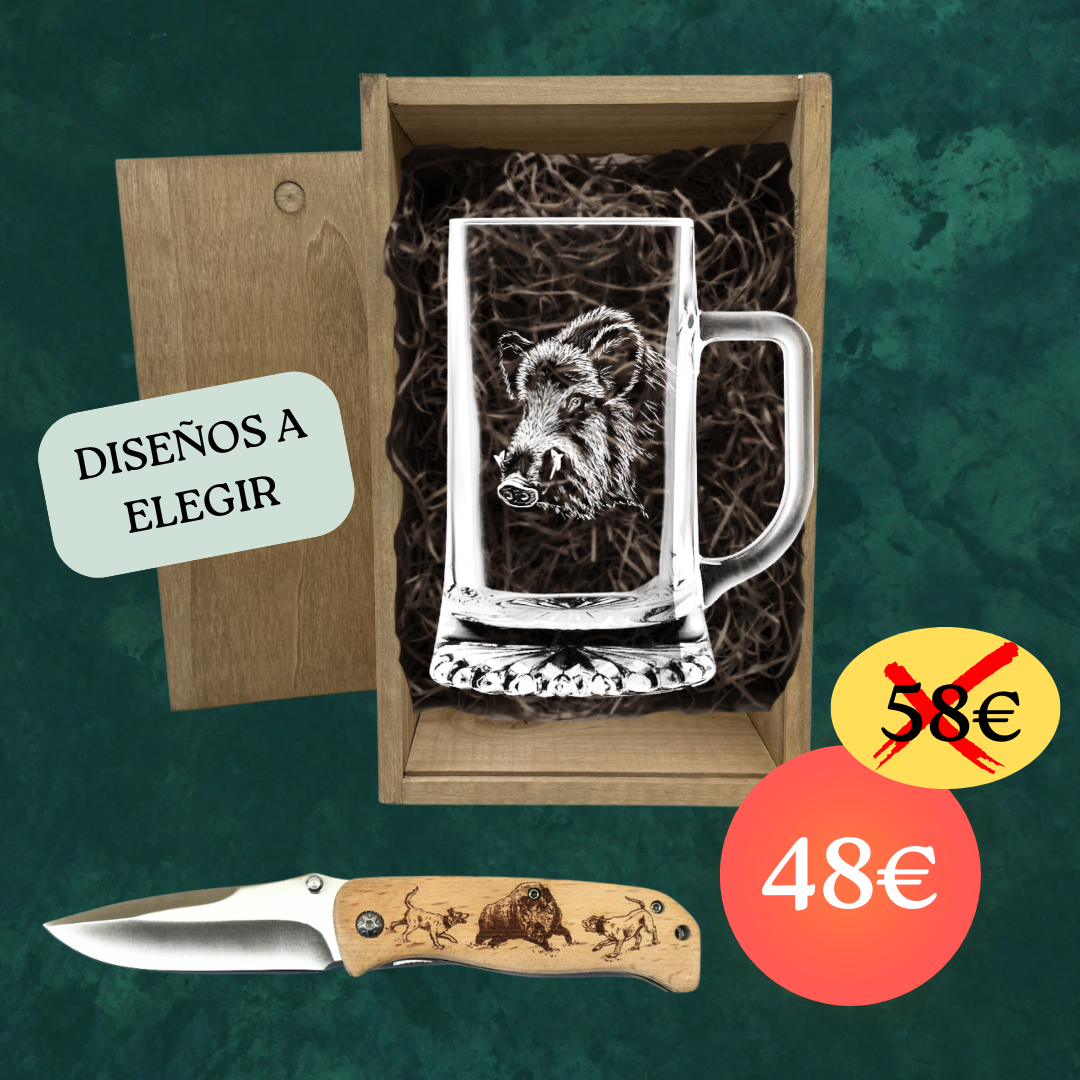 JARRA + NAVAJA + CAJA MADERA (diseños a elegir)