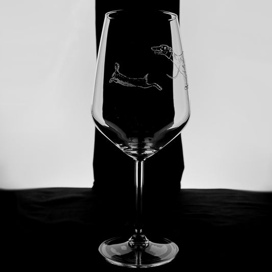 GALGO Y LIEBRE - Copa Vino Caza y + grabados en vidrio