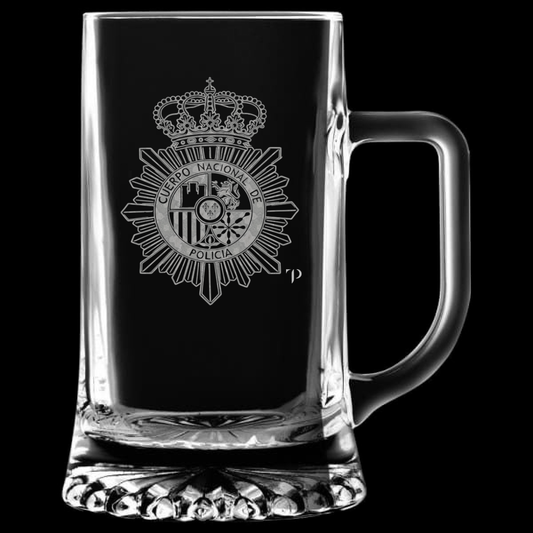 Escudo Policía Nacional - Jarra transparente