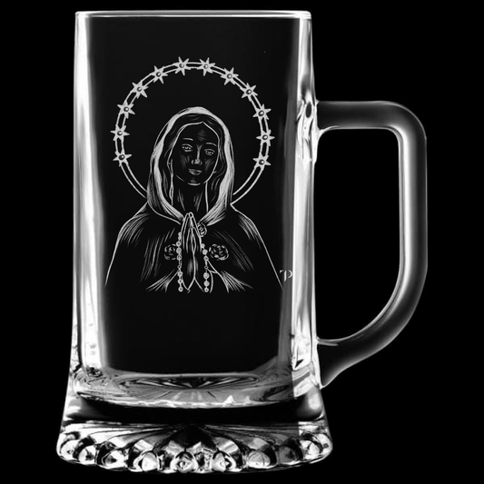 Virgen Rosa Mística - Jarra transparente