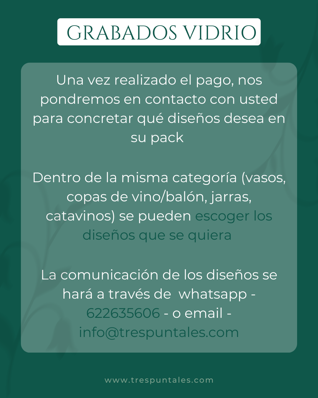 GRABADOS EN VIDRIO - Descuento por Unidades